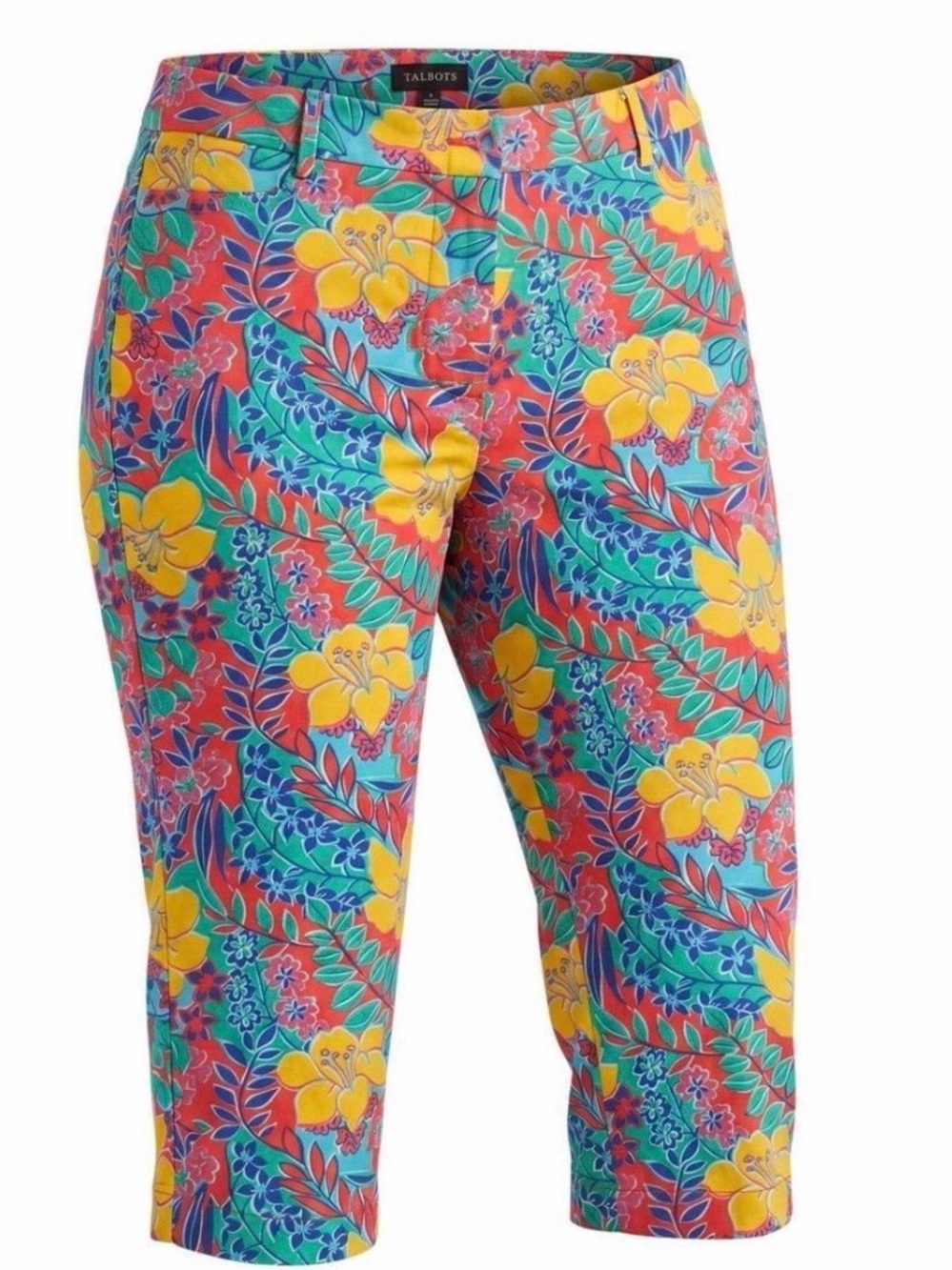 Talbots Bright Floral Capri Pants - Yellow, Blue, Green, Pink size 14P